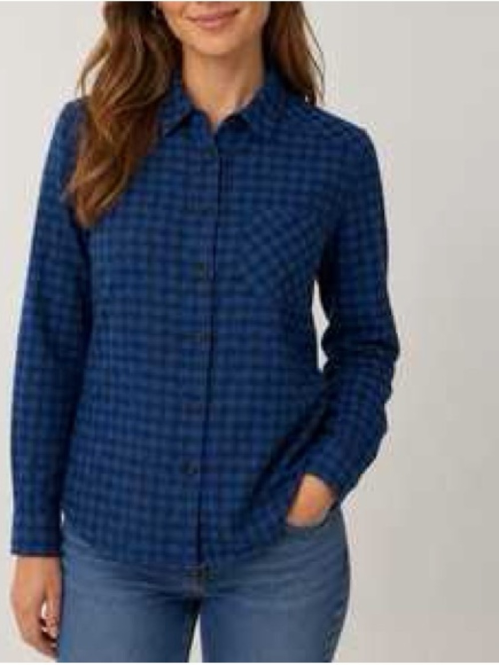 PAIGE Navy Blue/Black Plaid Button-Down Shirt NWOT